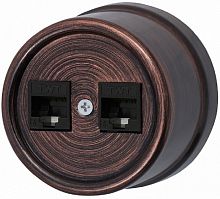 Розетка-ретро компьютерная пластик Bironi Лизетта 2-м. RJ45+RJ45 5е медный век картинка